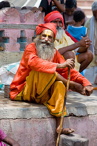 sadhu (hindu holy man) - orchha (india), baba, beard, bhagwa, headwear, hindu holy man, hindu man, hinduism, old man, orchha, sadhu, saffron color, tilak, tilaka