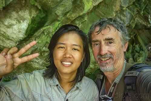 selfie with indonesian student girl in latea cave, girl, gua latea, latea cave, man, selfie, woman