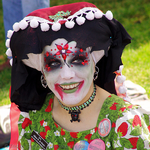 sister oletta b. de monic - the sisters of perpetual indulgence - easter sunday in dolores park, san francisco, easter, makeup, nuns, red, white, woman