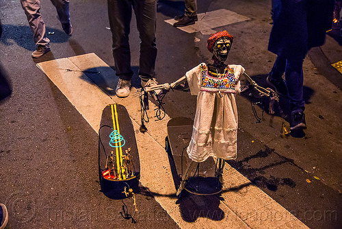 skateboards decorated with skeletons - dia de los muertos, day of the dead, dia de los muertos, halloween, night, skateboards, toy skeletons