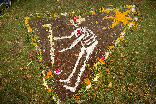 skeleton drawing - dia de los muertos, altar de muertos, day of the dead, dia de los muertos, drawing, halloween, memorial, night, orange flowers, orange marigold, salt, skeleton, triangle