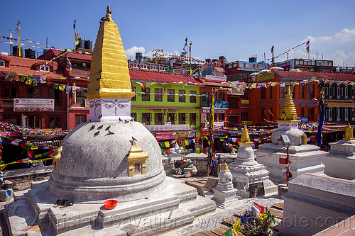 small stupas at bodnath - boudhanath - kathmandu (nepal), bodnath stupa, boudhanath, buddhism, kathmandu, stupas