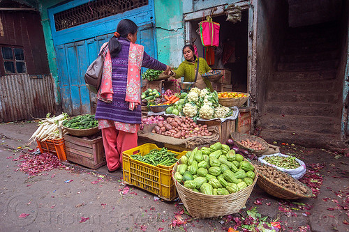 small vegetable store - farmers market (india), darjeeling, farmers market, indian women, produce, selling, shop, stall, store, street market, street seller, vegetables