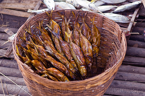 smoked fish in rattan basket, fishes, food, rattan basket, smoke, smoked fish, smoking, tamansari