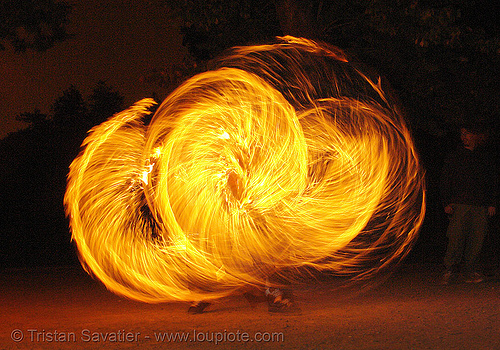 spinning fire ropes (san francisco), fire dancer, fire dancing, fire performer, fire ropes, fire spinning, night, spinning fire