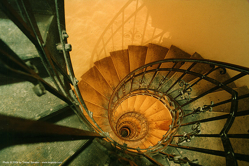 spiral stairs - st stephen church - budapest (hungary), basilica, budapest, church, circular stairs, saintstephen, spiral stairs, st stephen cathedral, stairwell, vanishing point