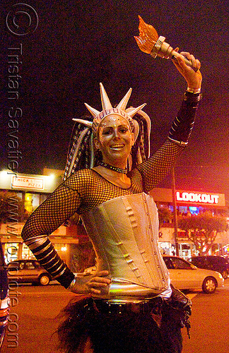statue of liberty costume - halloween, halloween, hat, liberty statue costume, night, statue of liberty costume, woman