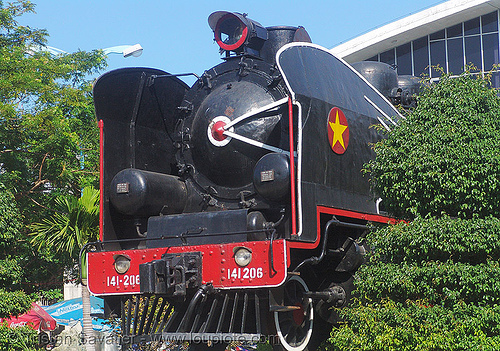 steam locomotive - vietnam, 141206, antique, monument, railroad, steam locomotive, steam train engine, train steam engine