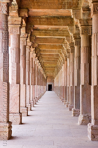 stone vaults - palace ruins - mandu (india), architecture, columns, mandav, mandu, ruins, vanishing point, vaults