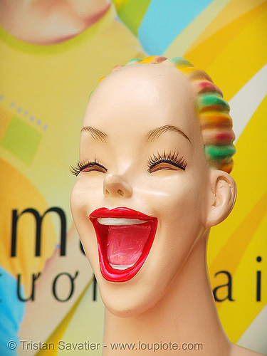 store dummy head - laughing - vietnam, dummy head, laughing, mannequin, mouth, red, store dummy, vietnam dummy