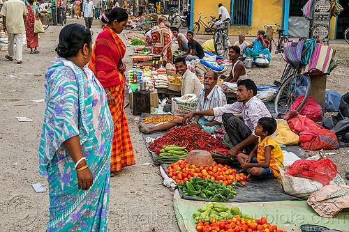street market in gairkata - west bengal (india), boy, crowd, farmers market, gairkata, indian women, men, produce, shopping, stall, street market, street seller, vegetables, veggies, vendor, west bengal