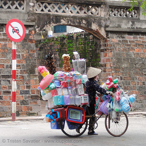 street vendor on bicycle - vietnam, bicycle, bike, hanoi, plastic, street seller, street vendor