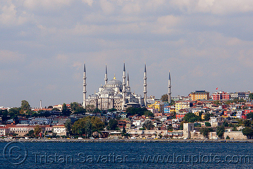 sultanahmet skyline with the blue mosque (istanbul), blue mosque, islam, istanbul, minarets, sultanahmet