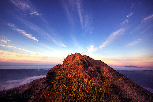 sunrise on mount batur, bali, batur volcano, gunung batur, landscape, mount batur, silhouettes, summit