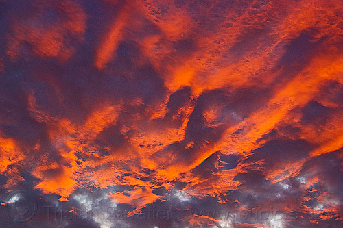 sunset sky - high clouds, clouds, cloudy sky, grazing light, orange, pink, sunset sky