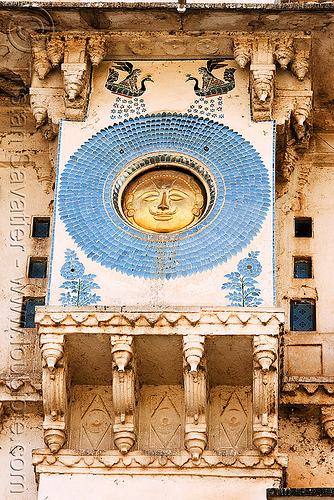 suryavanshi sun symbol on udaipur palace (india), blue, circle, decoration, disk, mosaic, palace, round, sculpture, solar, sun, symbol, symbolism, udaipur