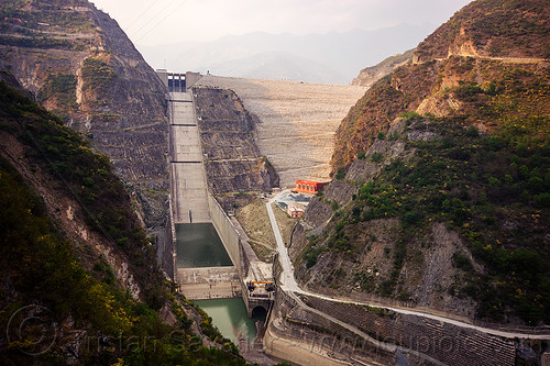 tehri dam (india), bhagirathi river, bhagirathi valley, hydro electric, overflow spillway, tehri dam
