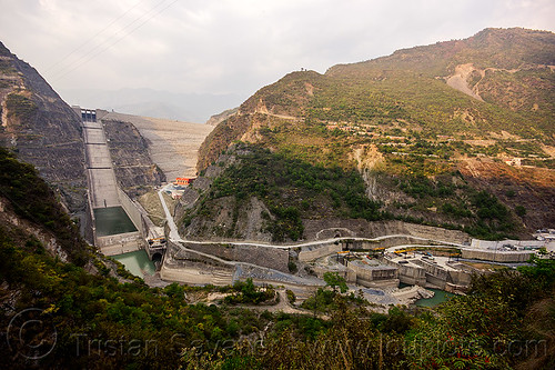 tehri dam - tehri hydro power project (india), bhagirathi river, bhagirathi valley, hydro electric, overflow spillway, tehri dam