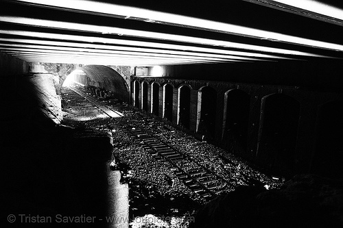 train tunnel - petite ceinture - abandoned underground railway (paris, france), low key, railroad tracks, railway tracks, railway tunnel, trespassing
