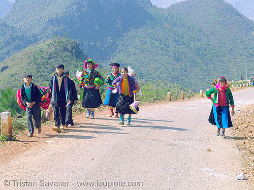tribe people on the road - vietnam, hill tribes, indigenous, mèo vạc