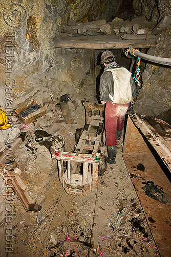 trolley in mine tunnel - potosi (bolivia), adit, beams, bolivia, cerro rico, man, mina candelaria, mine tunnel, mine worker, miner, mining, pipes, potosí, safety helmet, underground mine, working