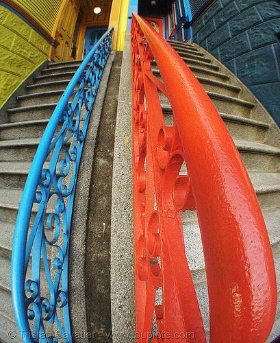 twin stair (san francisco), fisheye, stairs, twins