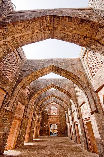 vaults in palace ruin - mandu (india), arches, architecture, building, mandav, mandu, ruins, vaults