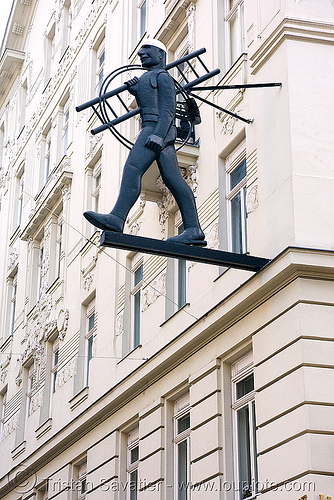 vienna - shop sign - man with ladder, ladder, man, shop sign, vienna, wien