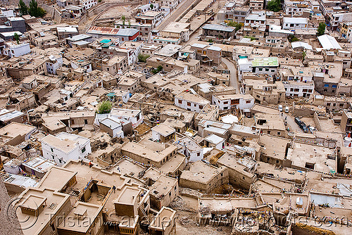 view from the palace - leh (india), aerial photo, architecture, buildings, cityscape, flat roofs, houses, ladakh, leh, mani wall, old city, urban development, लेह