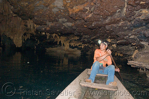 water-filled cave near pakse (laos), boat, caving, guide, head light, natural cave, pakse, spelunking
