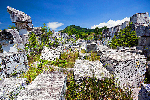 white marble blocks, blocks, borneo, malaysia, marble stone, stone quarry, white marble