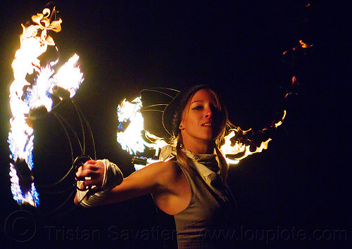 woman spinning fire fans, fire dancer, fire dancing, fire fans, fire performer, joanna, night, woman