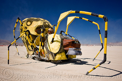 yellow spider, art car, burning man art cars, mutant vehicles, yellow spider