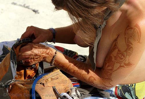 burning man - mehndi - henna, arm, body art, henna tattoo, mehndi designs, temporary tattoo, topless, woman