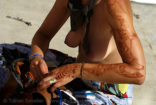burning man - mehndi - henna tattoo, arm, body art, henna tattoo, mehndi designs, temporary tattoo, topless, woman