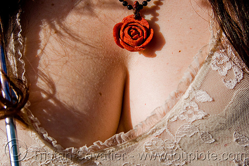 diana furka's cleavage, flower, lace, necklace, rose, white, woman