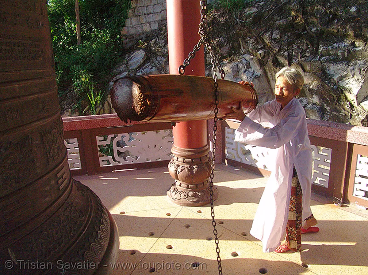 bell ringing - buddhist monk (nha trang) - vietnam, bell, monastery, monk, nha trang, vietnam