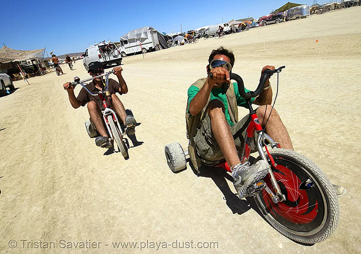 big wheel tricycles, trikes, burning man 2007