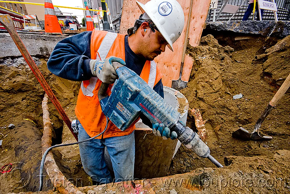 bosch hammer drill, electrical jackhammer, utility worker
