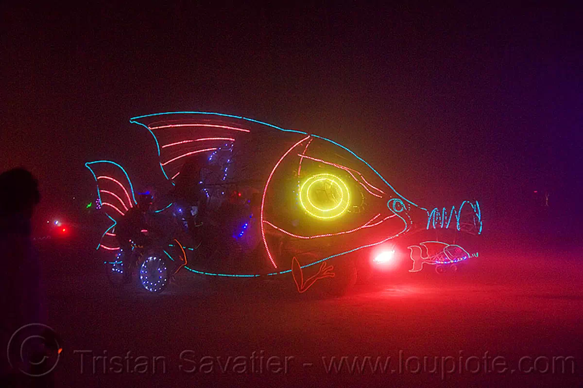 burning man, babel fish art car