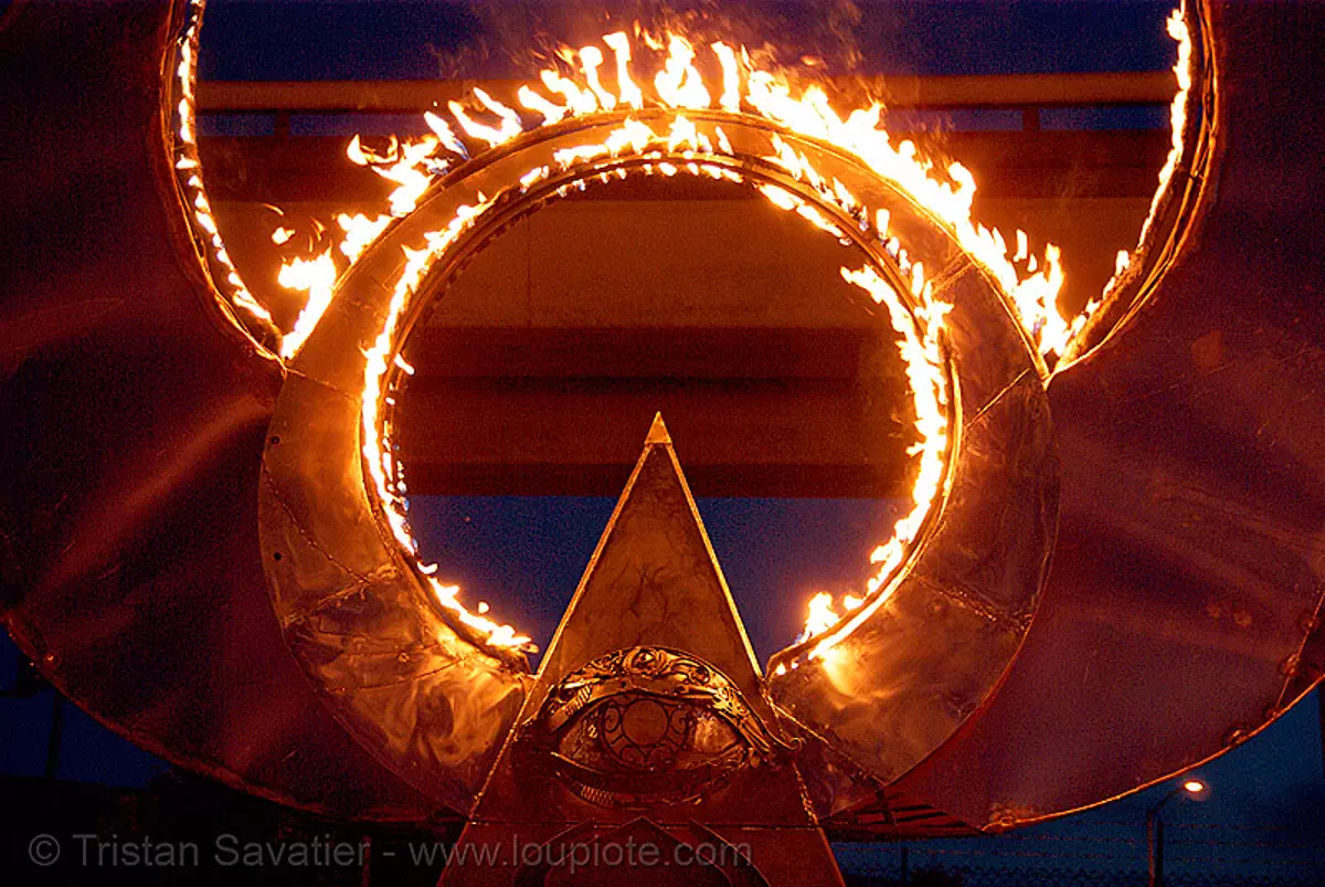crucible fire arts festival 2007 (oakland, california), burning, fire art, healing eye, pierre riche