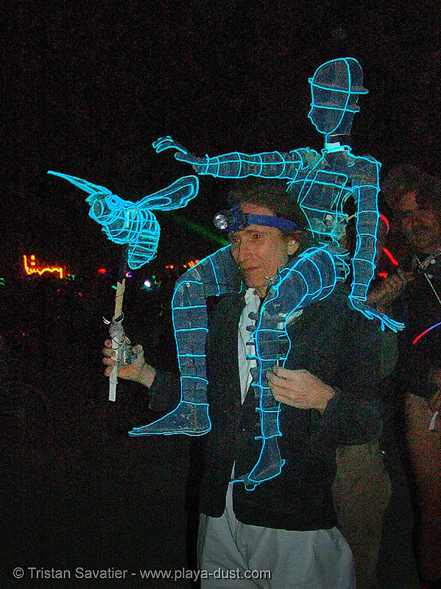 ELwire art, burning man 2005
