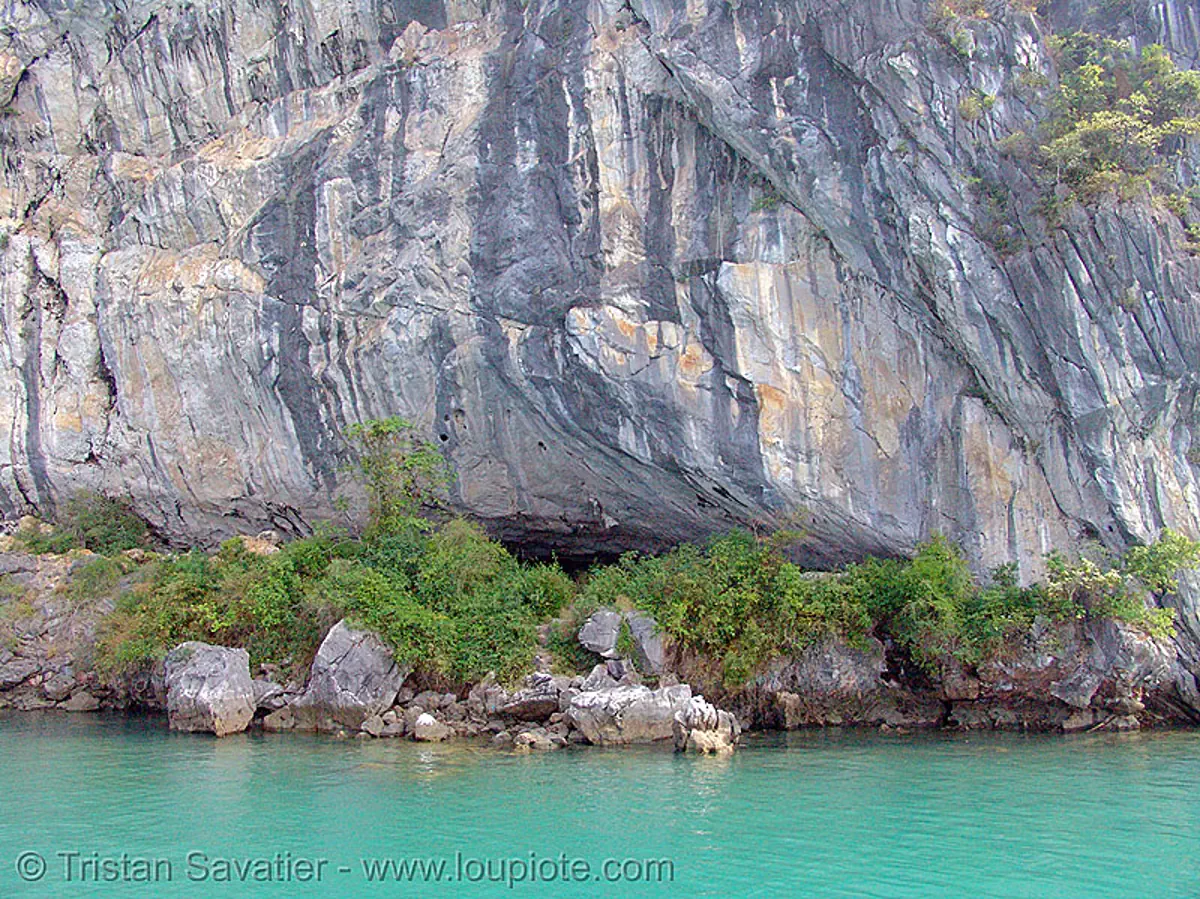 entrance of large cave on desert island - vietnam, cat ba island, cave entrance, caving, cát bà, grotto, halong bay cave, natural cave, spelunking, vietnam