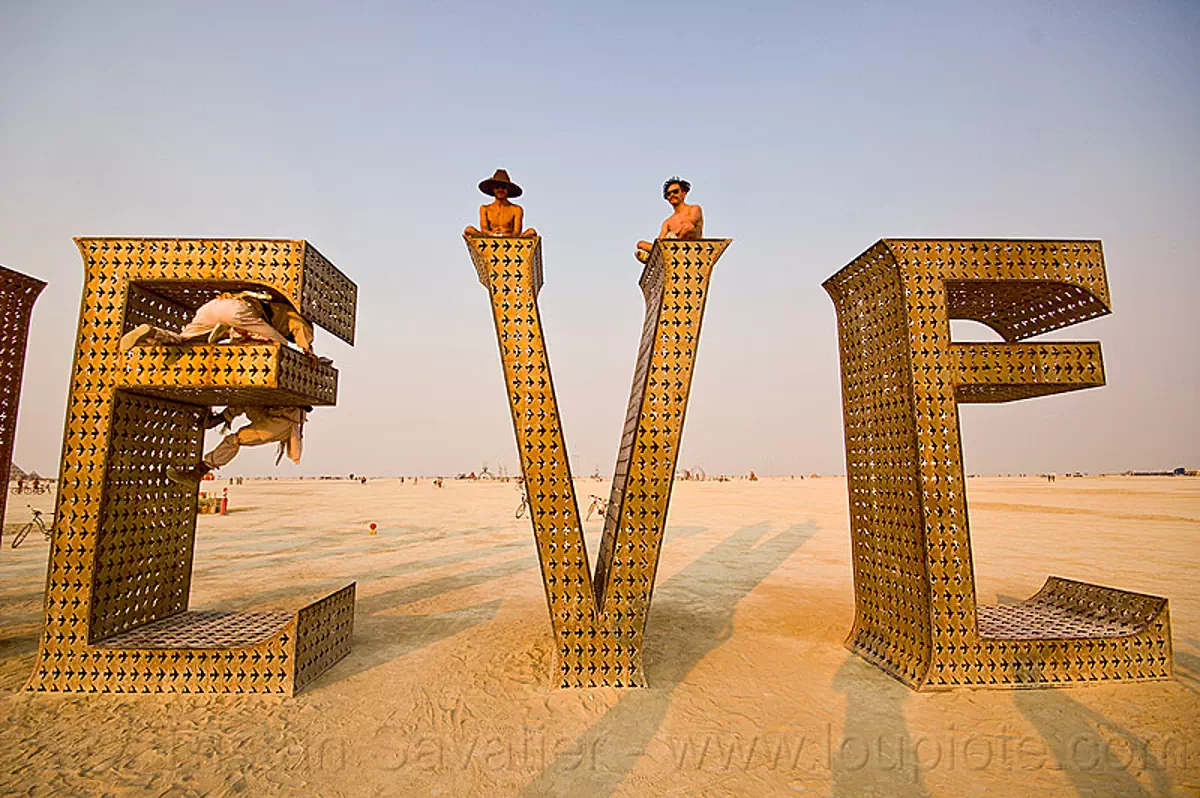 EVE of BELIEVE - giant letters sculpture -  burning man 2013, art installation, believe, big words, burning man, letters, metal sculpture