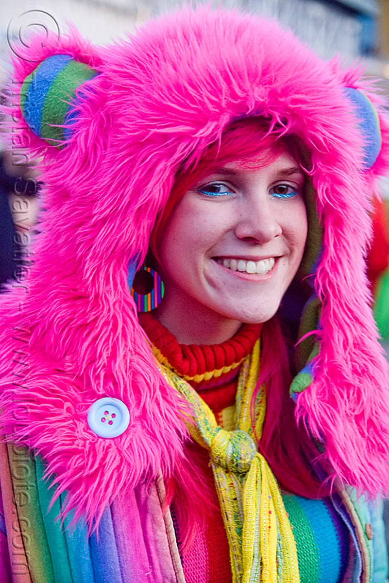 fuzzy hood - kandi raver - neon pink, clothing, fashion, fuzzy hat, kandi kid, kandi raver, neon pink, woman