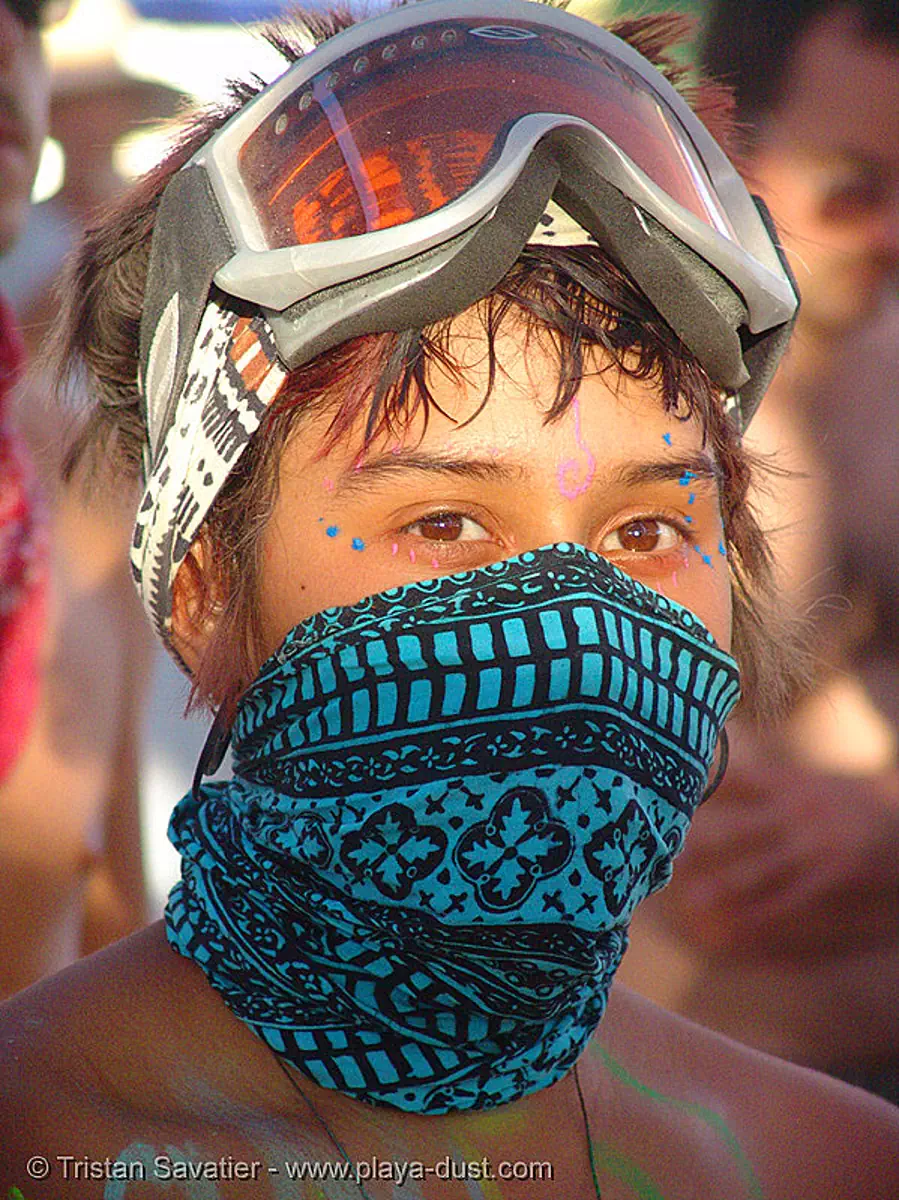 girl with bandana mask, sol, burning man 2005