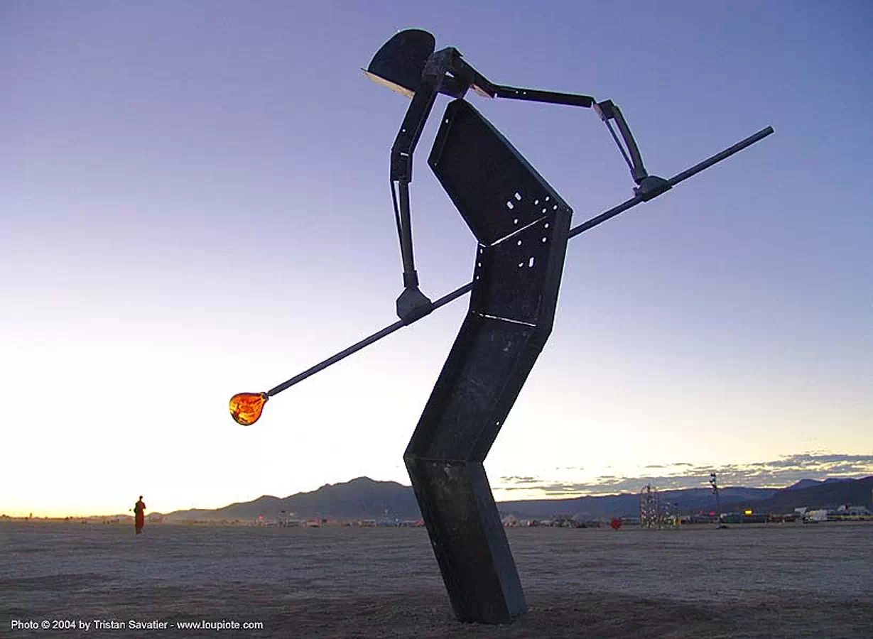 glass blower - sculpture by ron seivertson - burning man 2004, art installation, burning man, glass blower, ron seivertson, sculpture