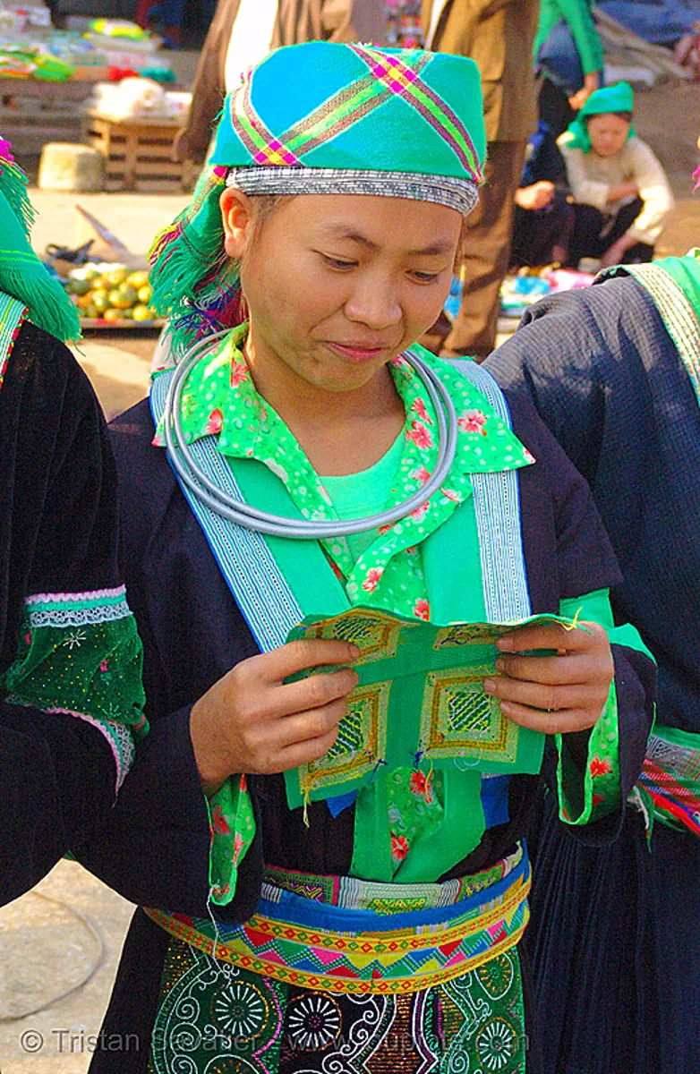 green hmong tribe girl - vietnam, bảo lạc, colorful, green h'mong tribe, green miao, hill tribes, hmong njua, indigenous, lub dab tsho, mong njua, vietnam
