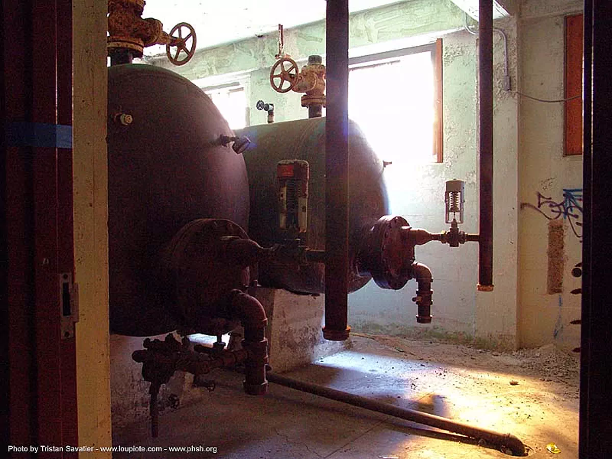 heating oil tanks, basement, abandoned hospital, presidio, san francisco