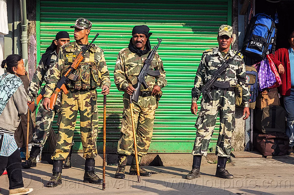 heavily armed indian security forces, darjeeling, india